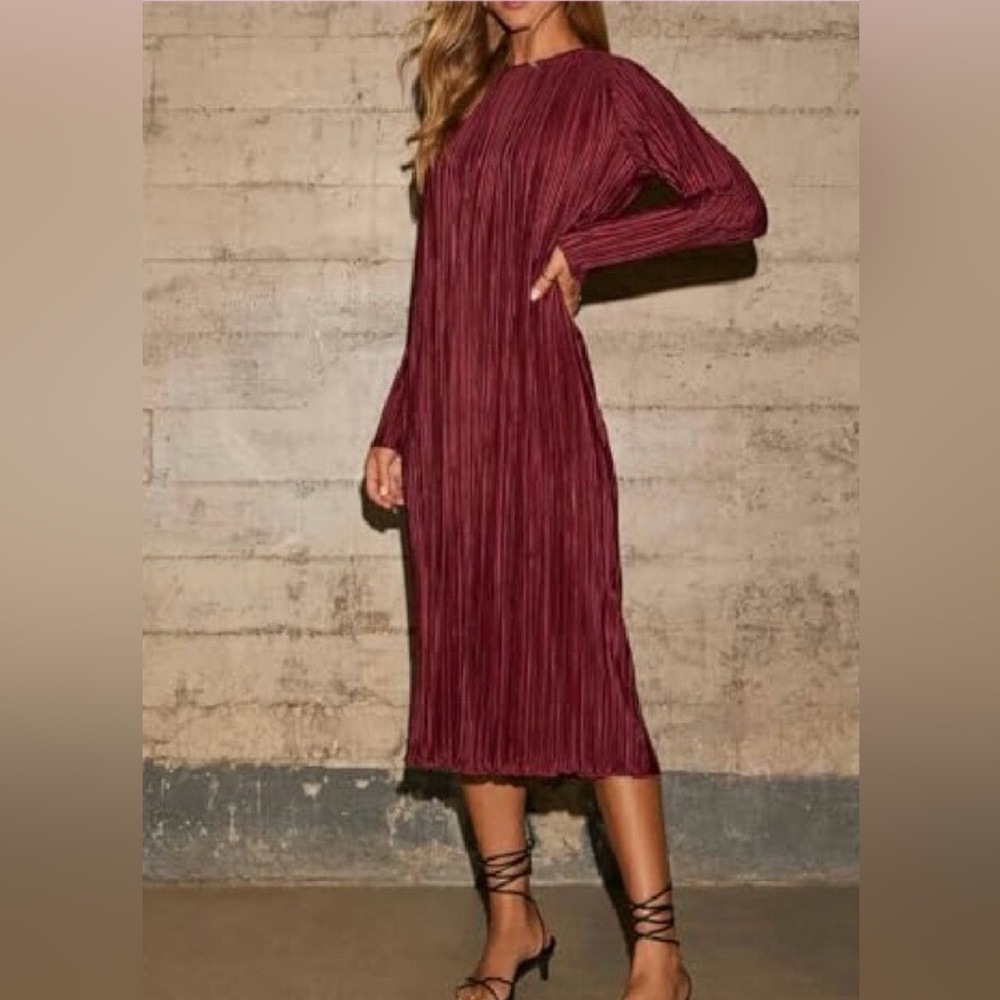 Vici Long Sleeve Wine-colored Dress